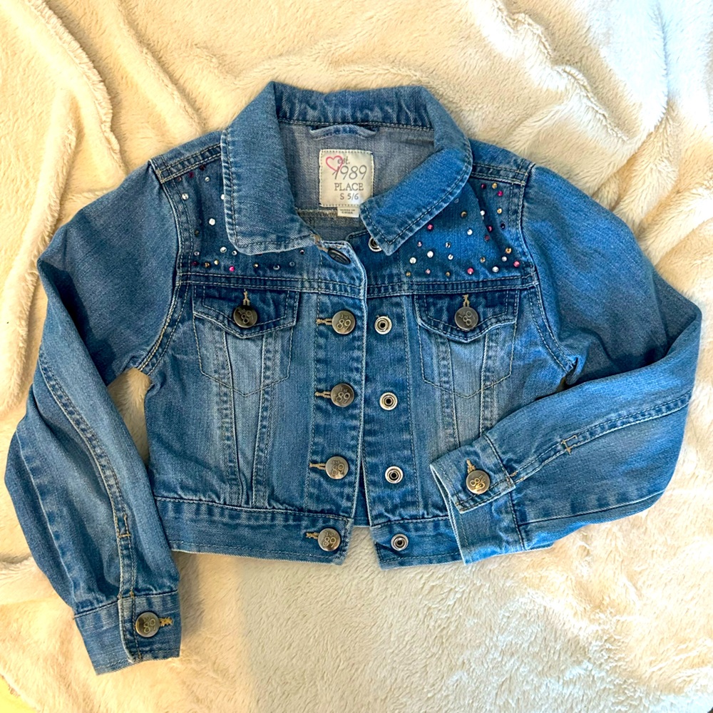 Girls Jean Jacket with Multi-colored Accents